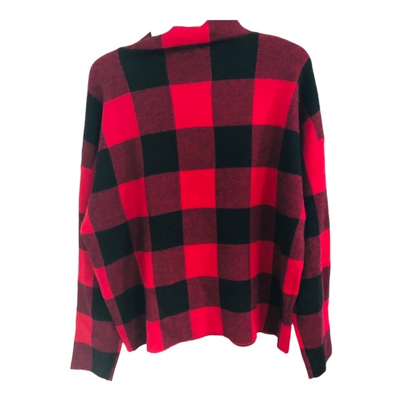 Tahari red & black plaid look mock neck sweater &‎ knotted headband size XL new - Picture 4 of 11
